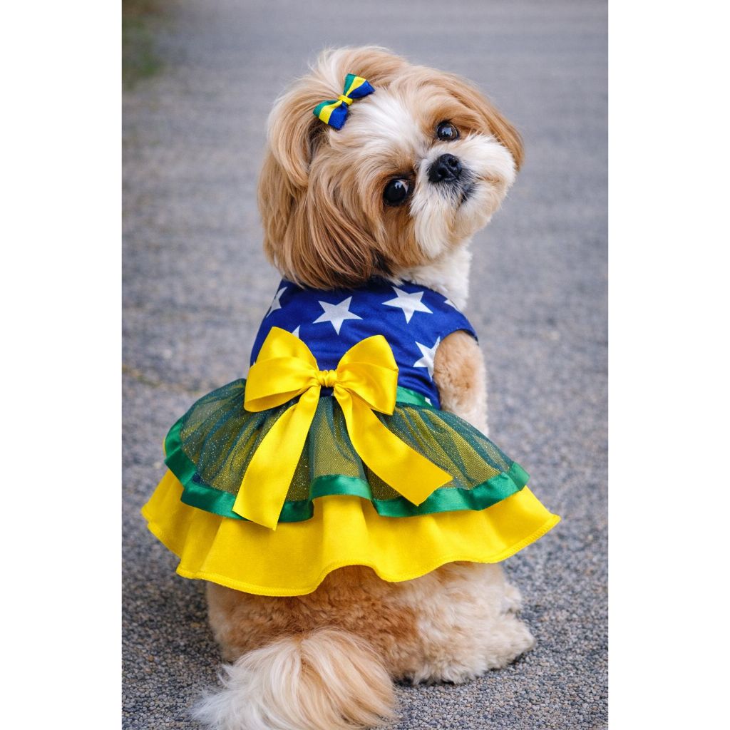 Roupa pet vestido copa  do mundo brasil para  cach