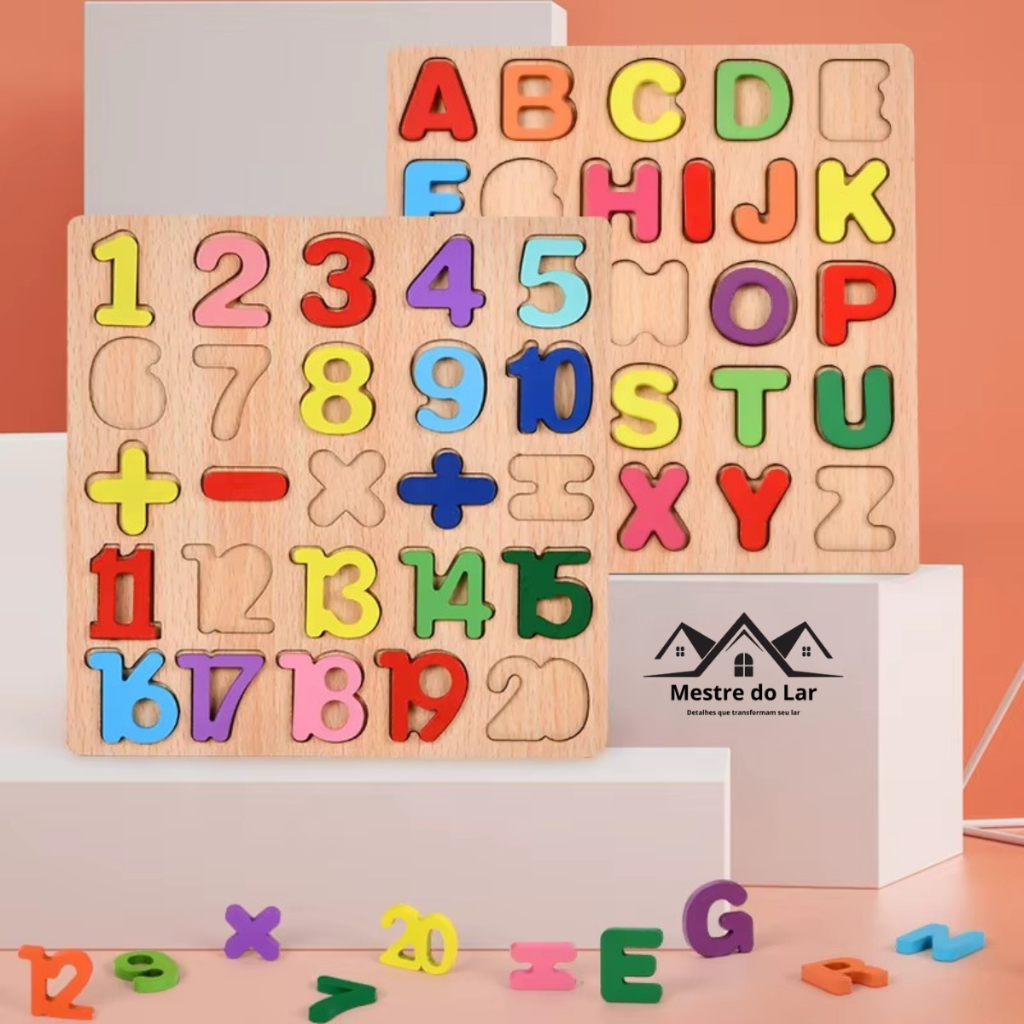Tabuleiro Educativo Infantil de Madeira Letras Nú