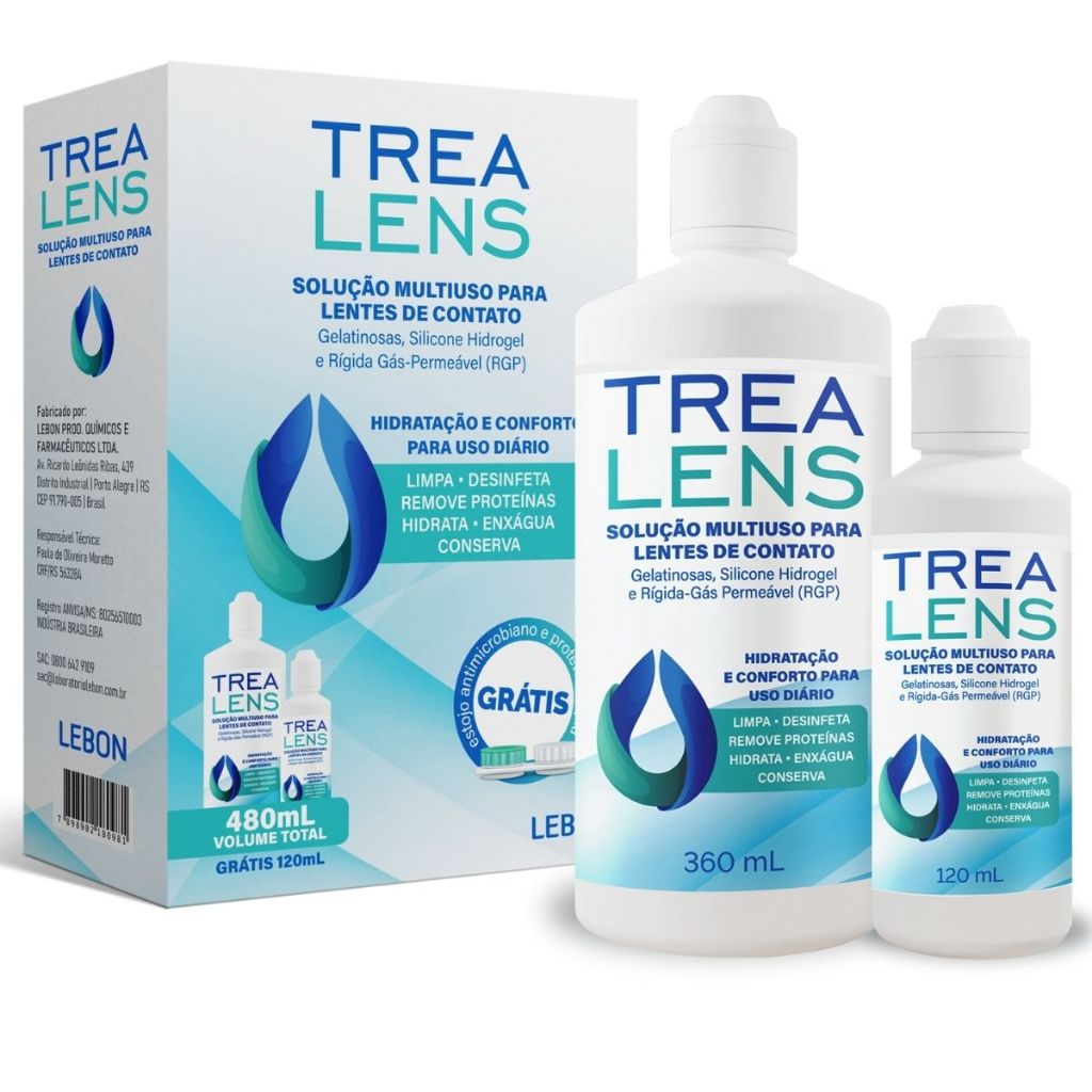 Kit Solução Lentes Contato 480ml Trealens Limpa 