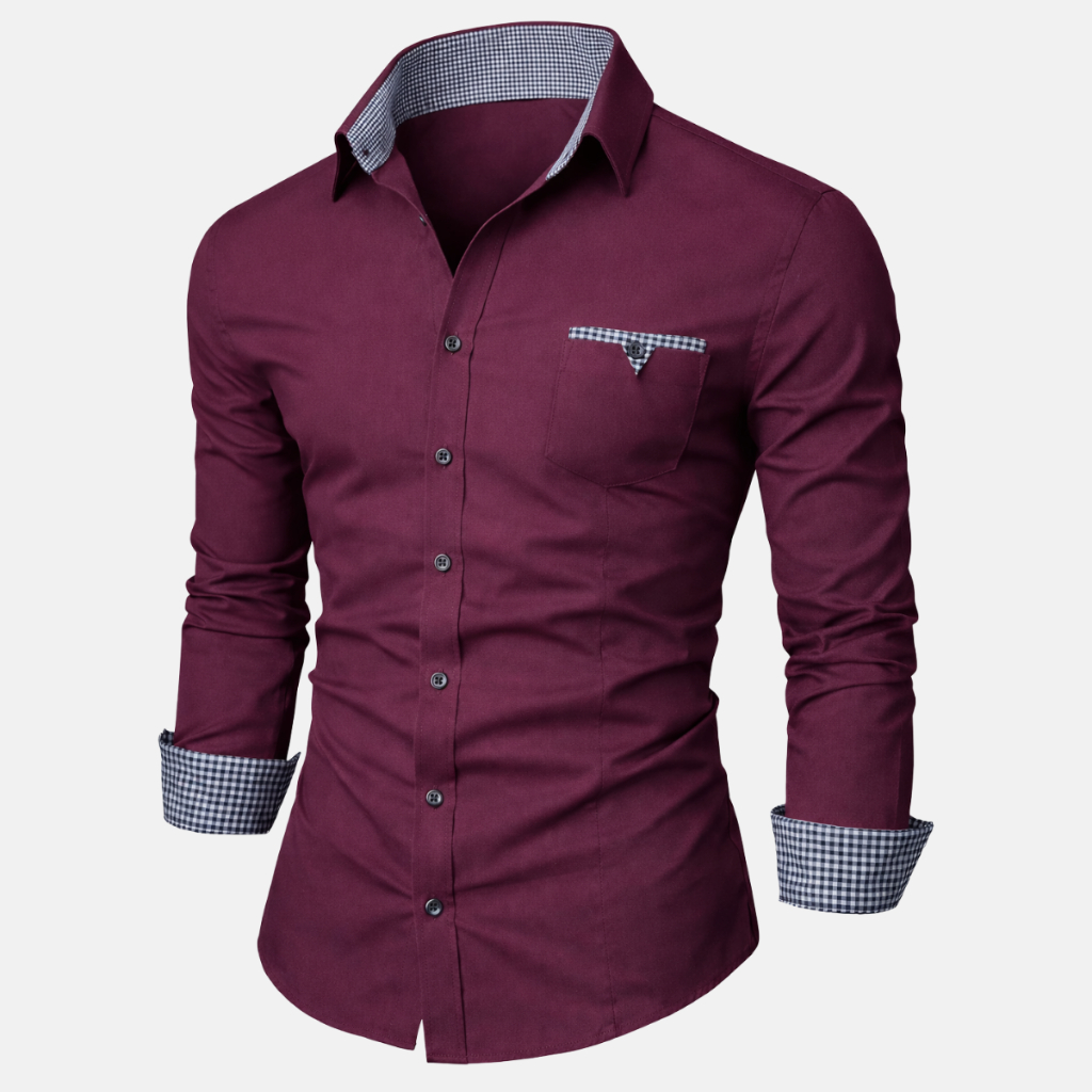 Camisa Social Masculina Manga Longa Slim Fit Com E