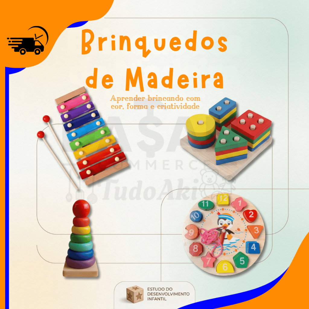Brinquedo Montessori com xilofone, torre de encaix