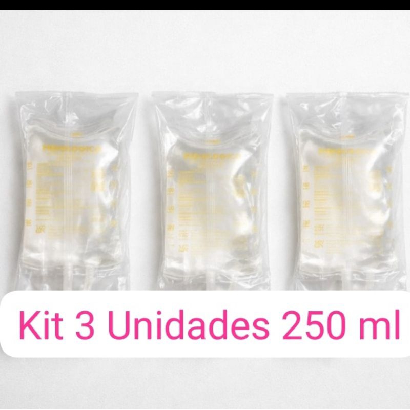 Kit 3 Unidades Soro 250 ML Sistema Fechado Saco  F