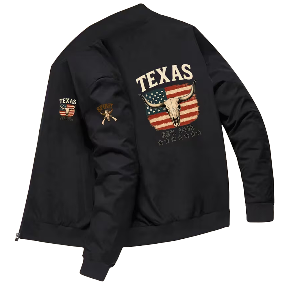 Jaqueta Bomber Estampada Esportes Casual Texas USA