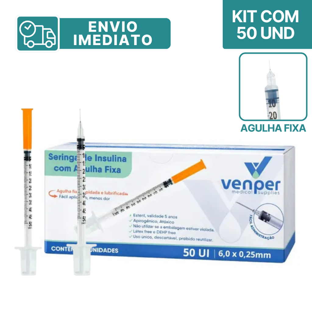 Kit com 50 – Seringa de Insulina Botox 0,5ml