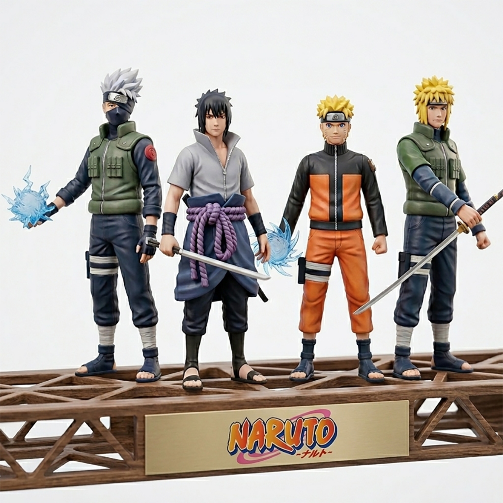 Kit 4 Bonecos Naruto Anime Uzumaki Articulados Sas