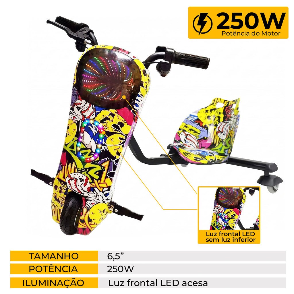 Triciclo Elétrico Drift Infantil 6 250W LED Bluet
