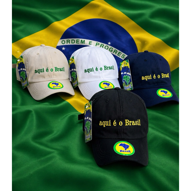 Boné do Brasil Aba Curva Bandeira Bordado frase A