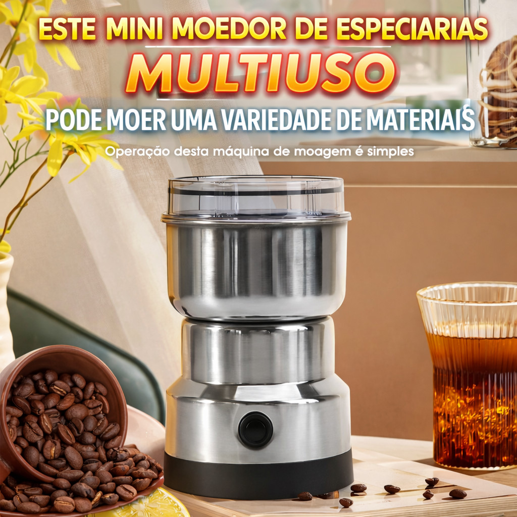 Moedor Elétrico Café Grãos Inox 150W Multifunci