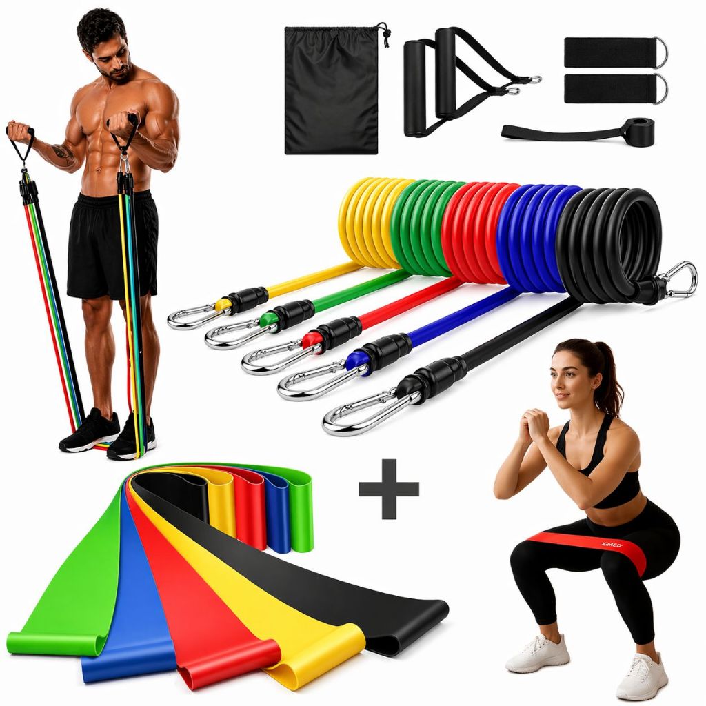 Kit 16 Itens Treino Em Casa Completo Elásticos Ex