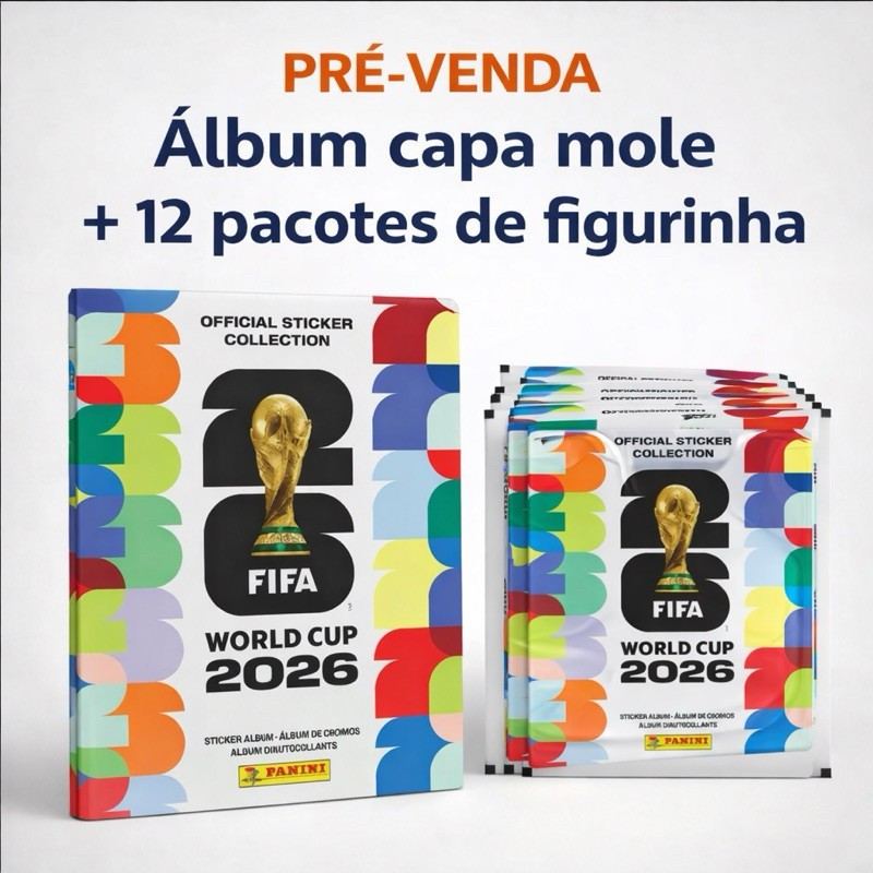 Kit Álbum + Figurinhas Copa do Mundo 2026 + 12 Pa