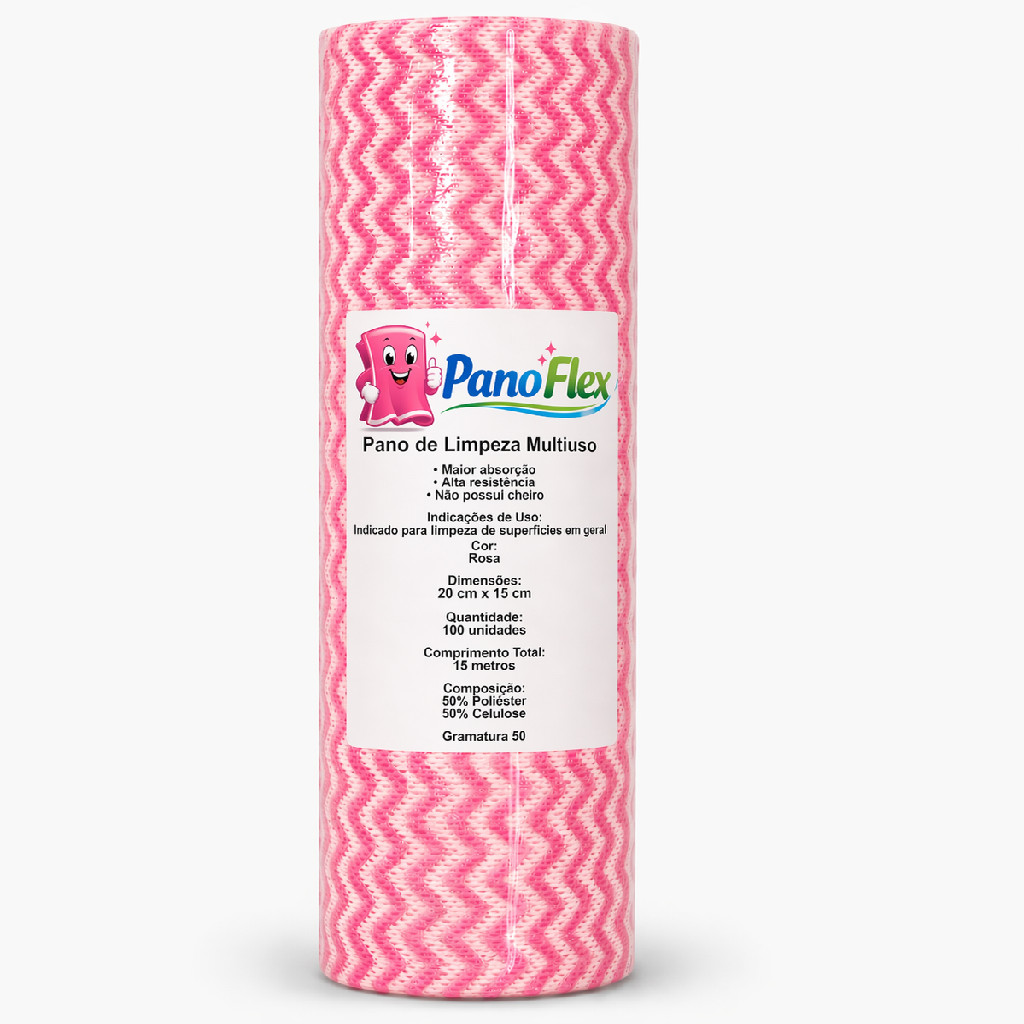 100unidades Pano de Limpeza Rosa PanoFlex 20x15cm 