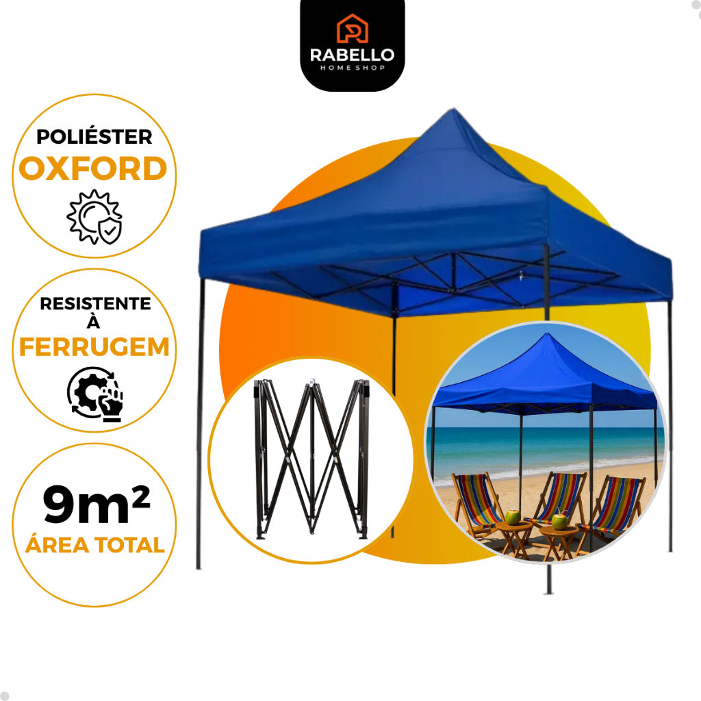Tenda De Praia Sanfonada Gazebo Articulado 3×