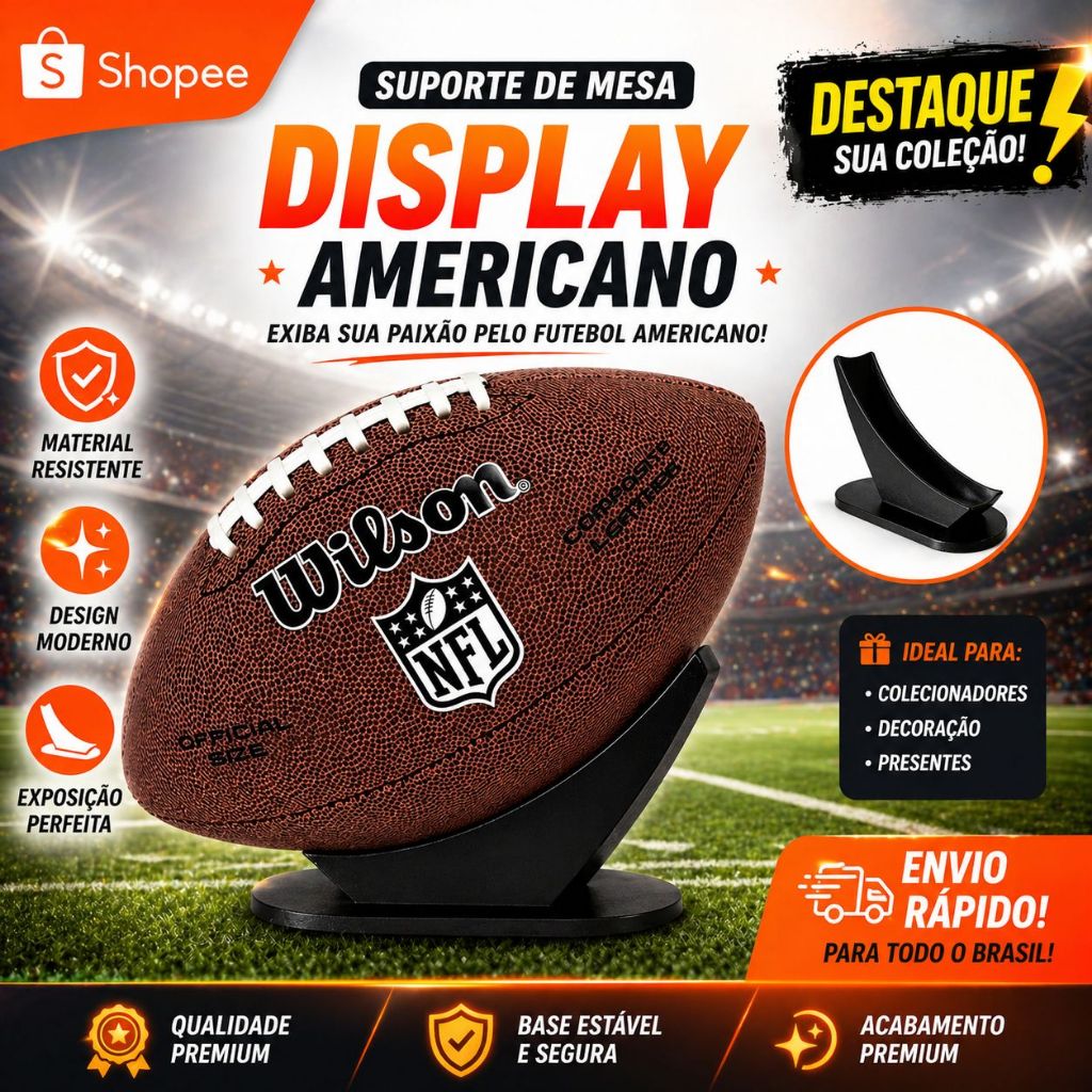 Suporte Bola Futebol Americano NFL Display Mesa Ex