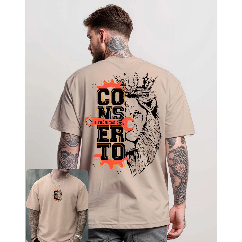 Camisa Casual Estilo Religioso Leao Jesus Crista E