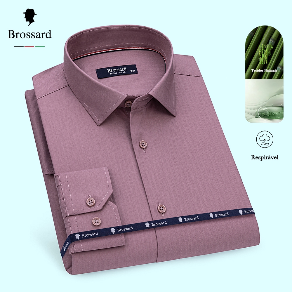 Camisa Social Masculina Estilosa BROSSARD Tecido d