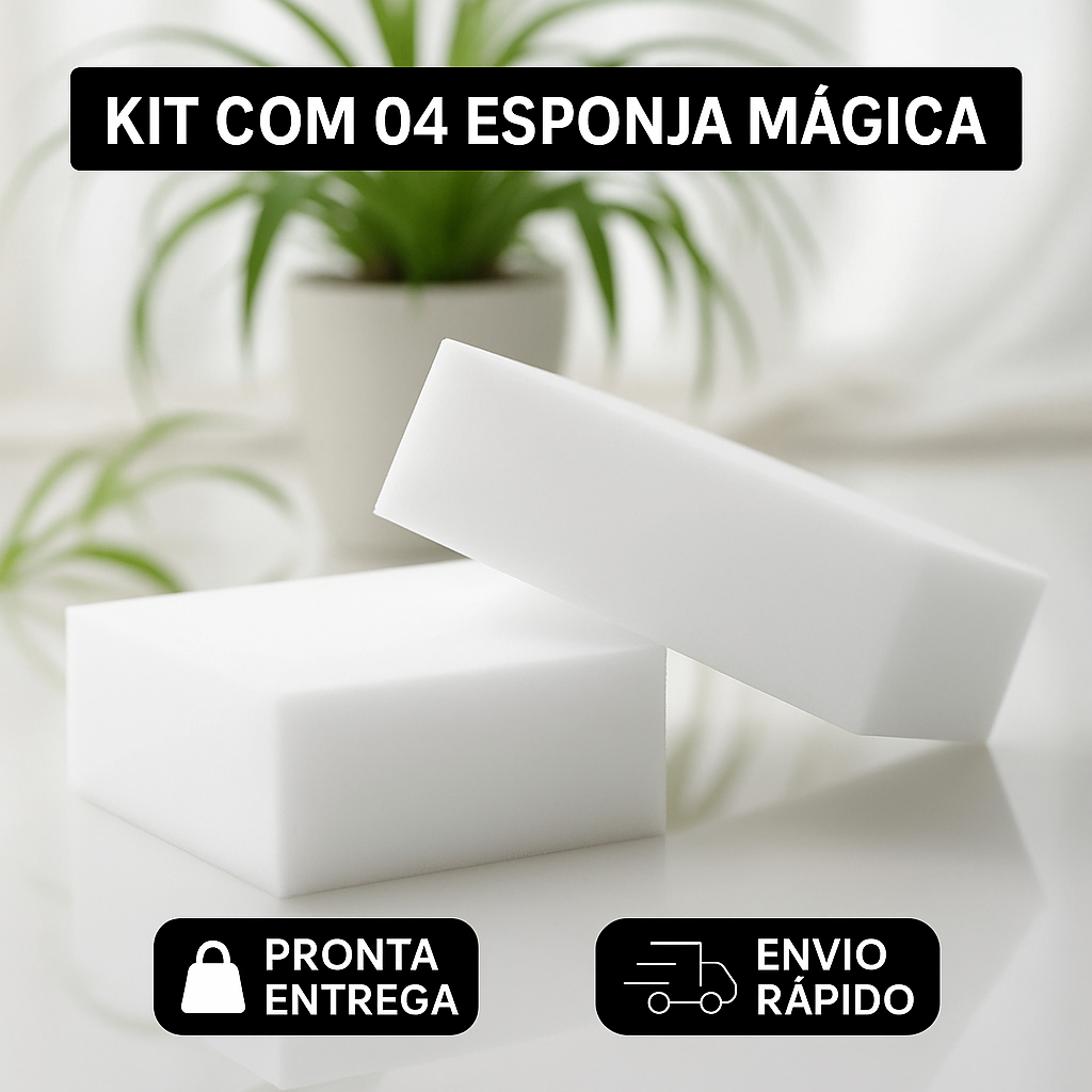 Kit 4 Esponjas Mágicas de Limpeza -Triplo Poder &