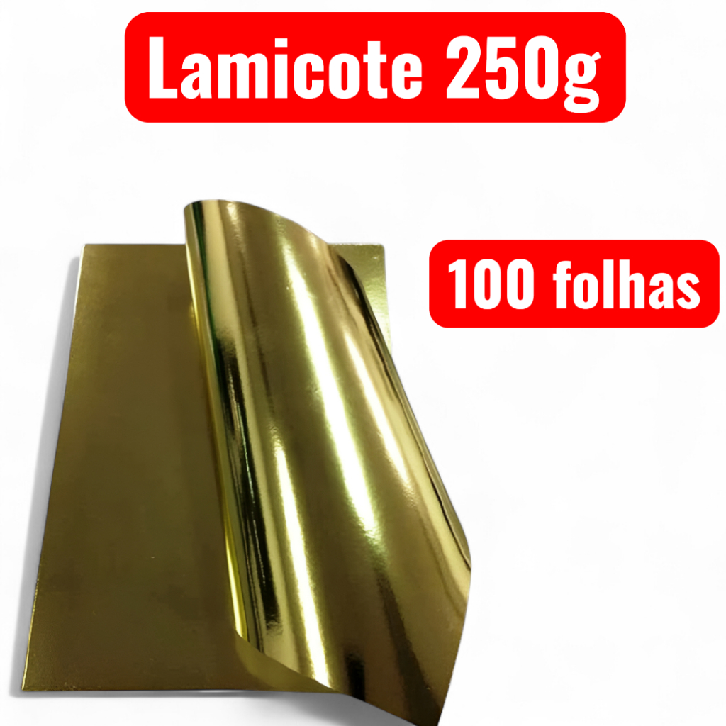 Papel Laminado Lamicote A4 Lamicote 250g Dourado  