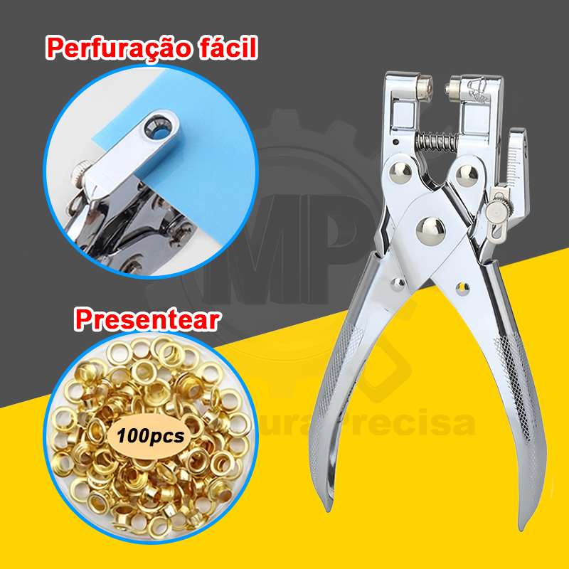 Alicate perfurador 2 em 1 profissional fura e apli