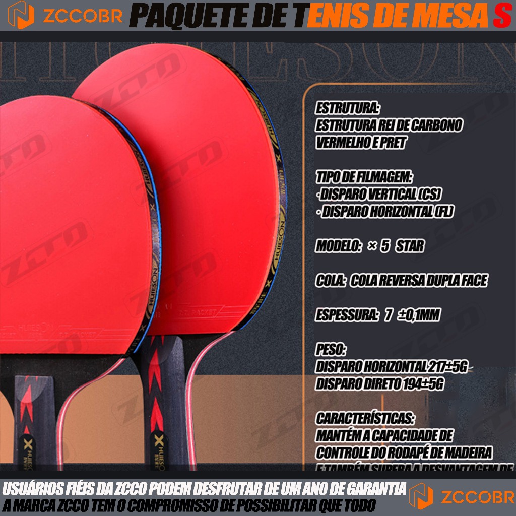 ZCCOBR Raquete Ping Pong Profissional Mesa Raquete