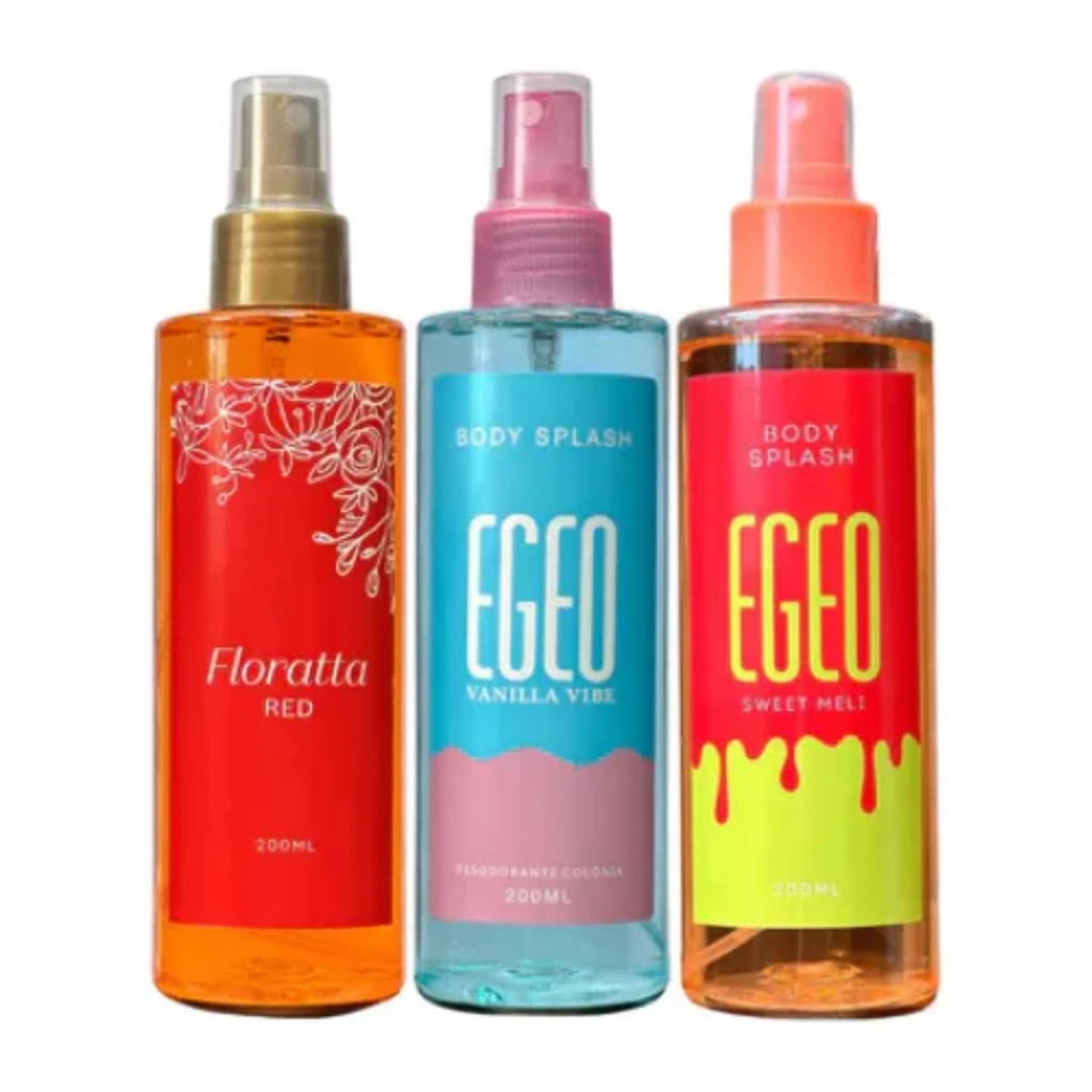 Kit com 3 Body Splash: Egeo Vanilla Vibe, Egeo Mel