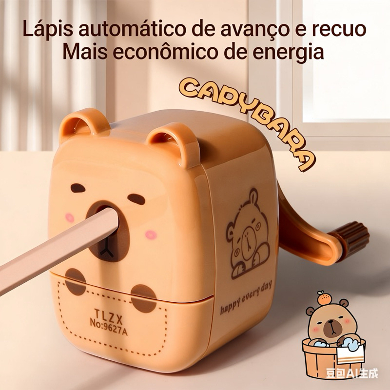 Apontador de lápis manual Kapibala com manivela, 
