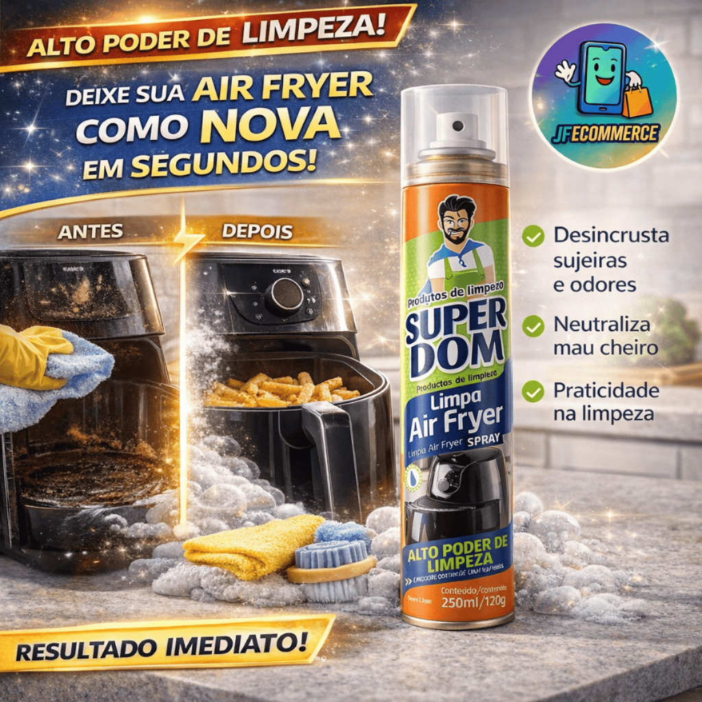 Spray Limpa Air Fryer Super Dom 250ml Alto Poder d