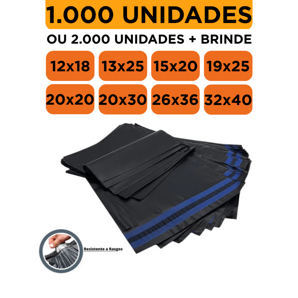 Kit 1000 ou 2000 Unidade Envelope de Envio Saco de