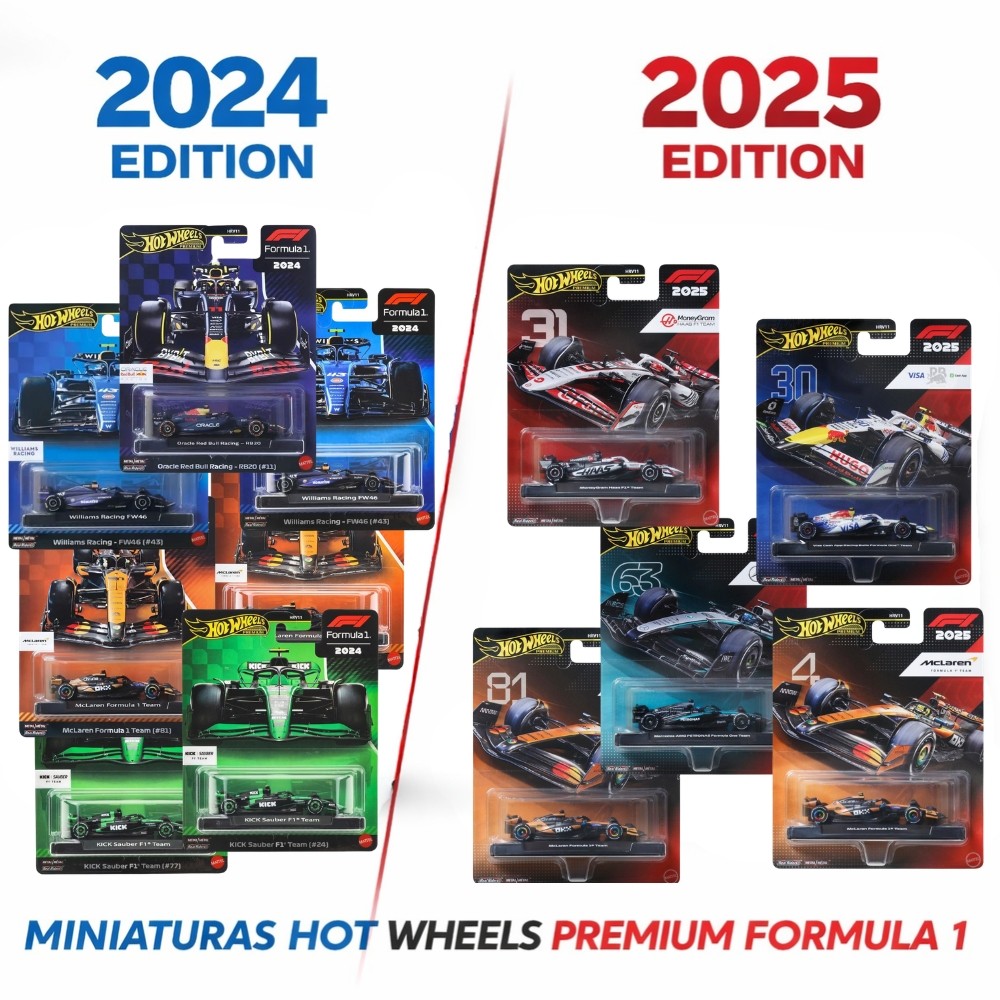 Hot Wheels Premium F1 2025 – Escolha O Model