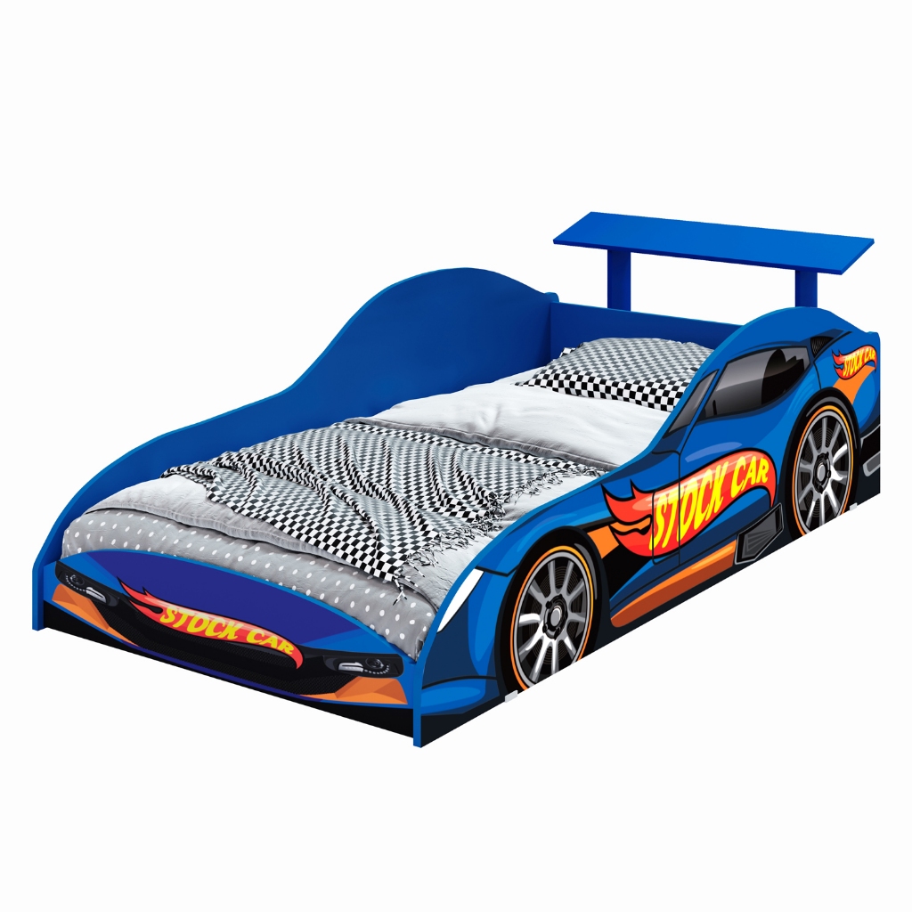 Cama Juvenil Carro Temática Corrida com Laterais 