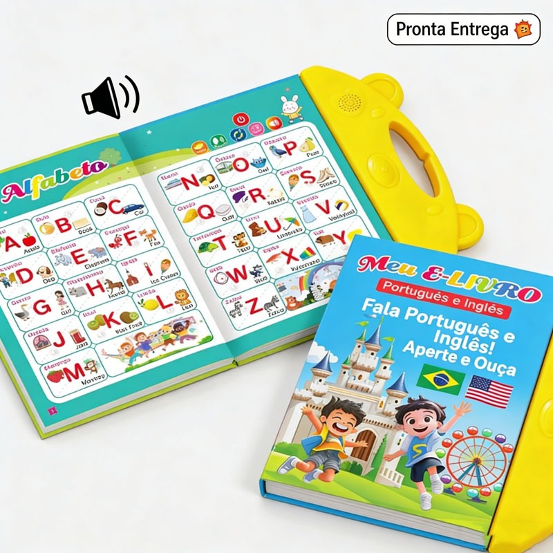 Livro Infantil Interativo Com Som Bilíngue Portug