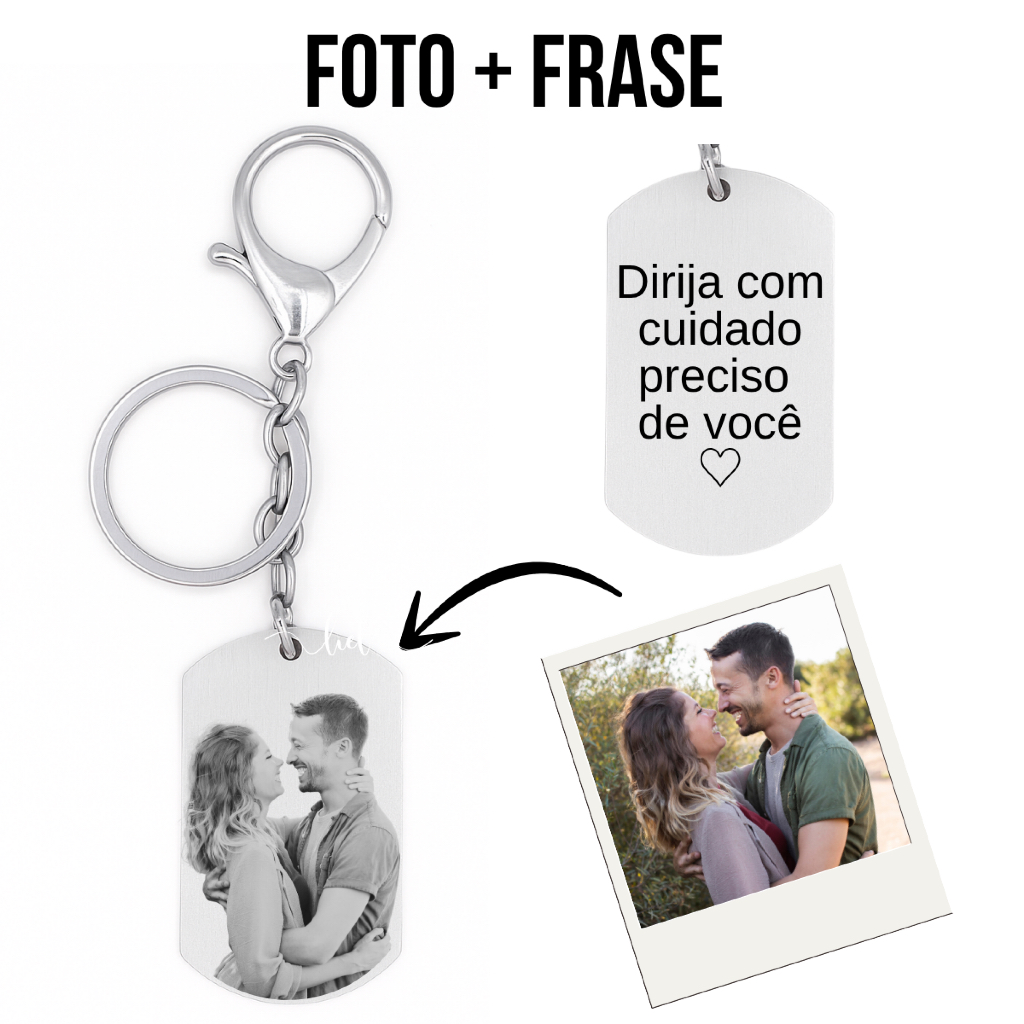 Chaveiro Personalizado Aço Inoxidável Retangular