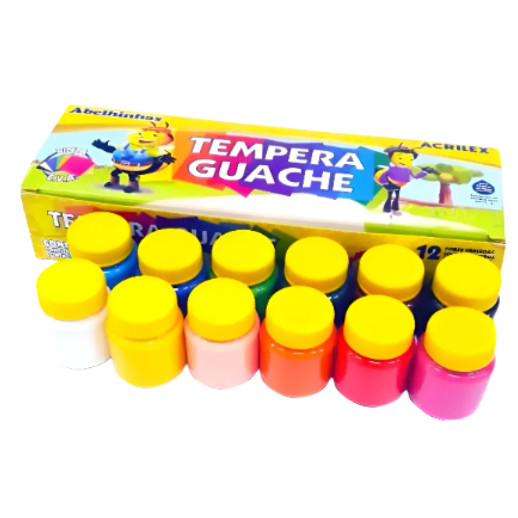 Têmpera Guache Escolar 12 Cores 15ml Pintura Infa