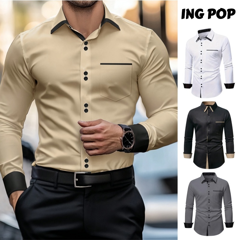 Camisa Social Masculina Casual Slim Fit Top de Man