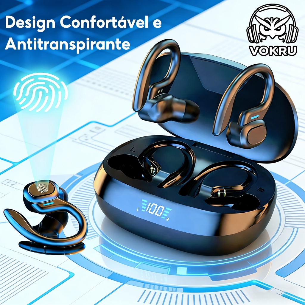 Fone de Ouvido Bluetooth Sem Fio E Microfone e Bat