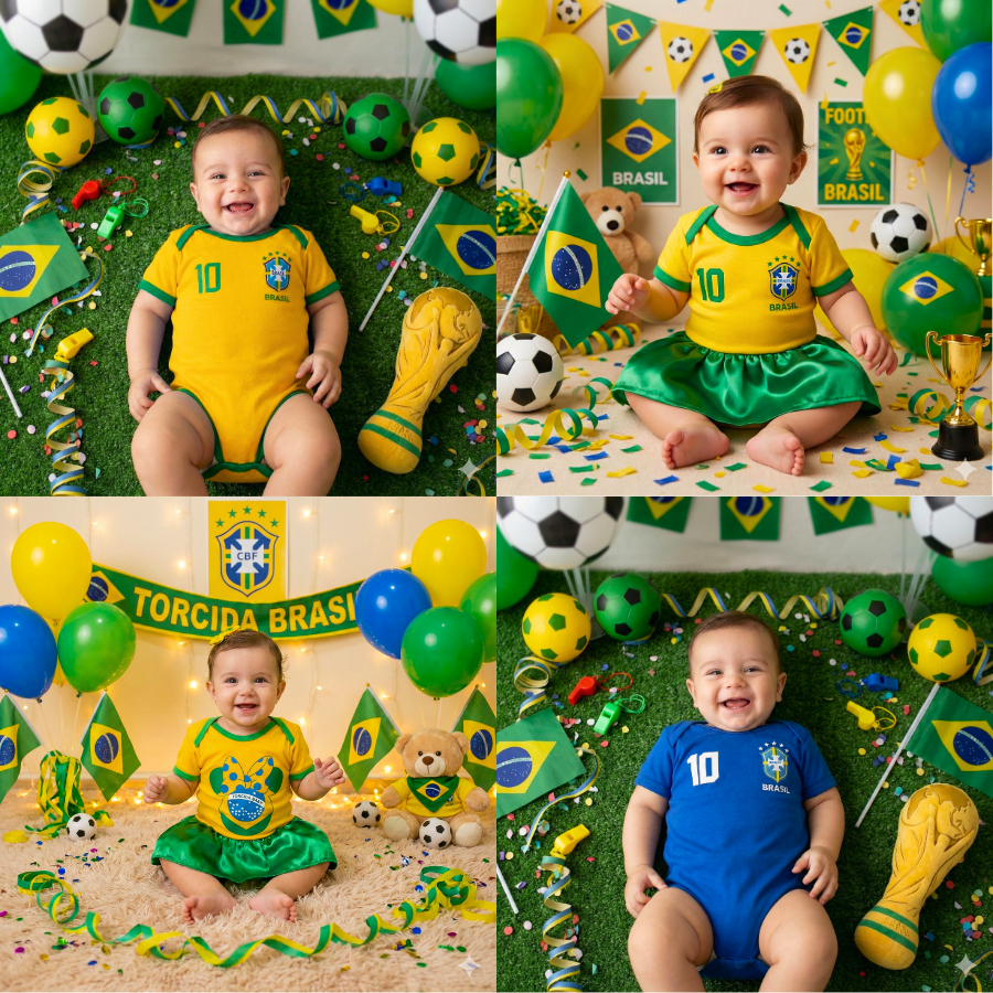 Body Bebê Brasil Temático 100% Algodão