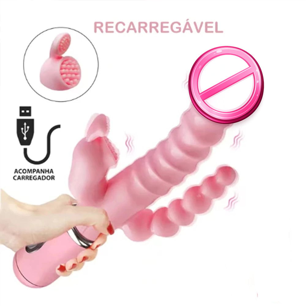 Vibrador Clitóris Recarregável 3 em 1 G Spot Est