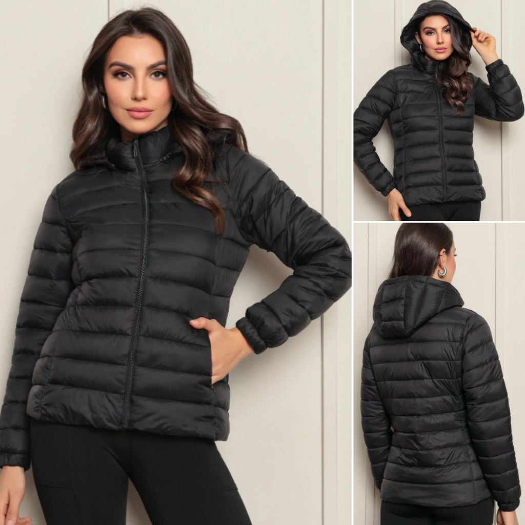 Jaqueta Puffer  Feminino Casaco de Frio Impermeáv