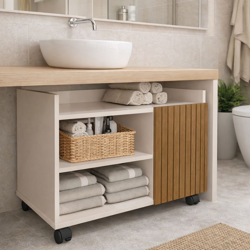 Gabinete para Banheiro ou Lavabo com Rodinhas Arm�