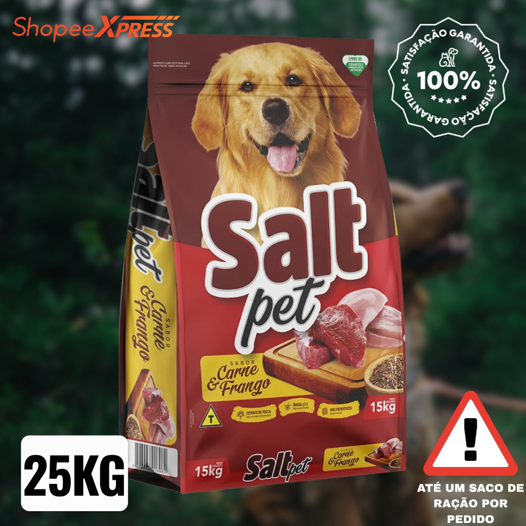 Ração para Cães Adultos Salt Pet 25kg Sabor Car