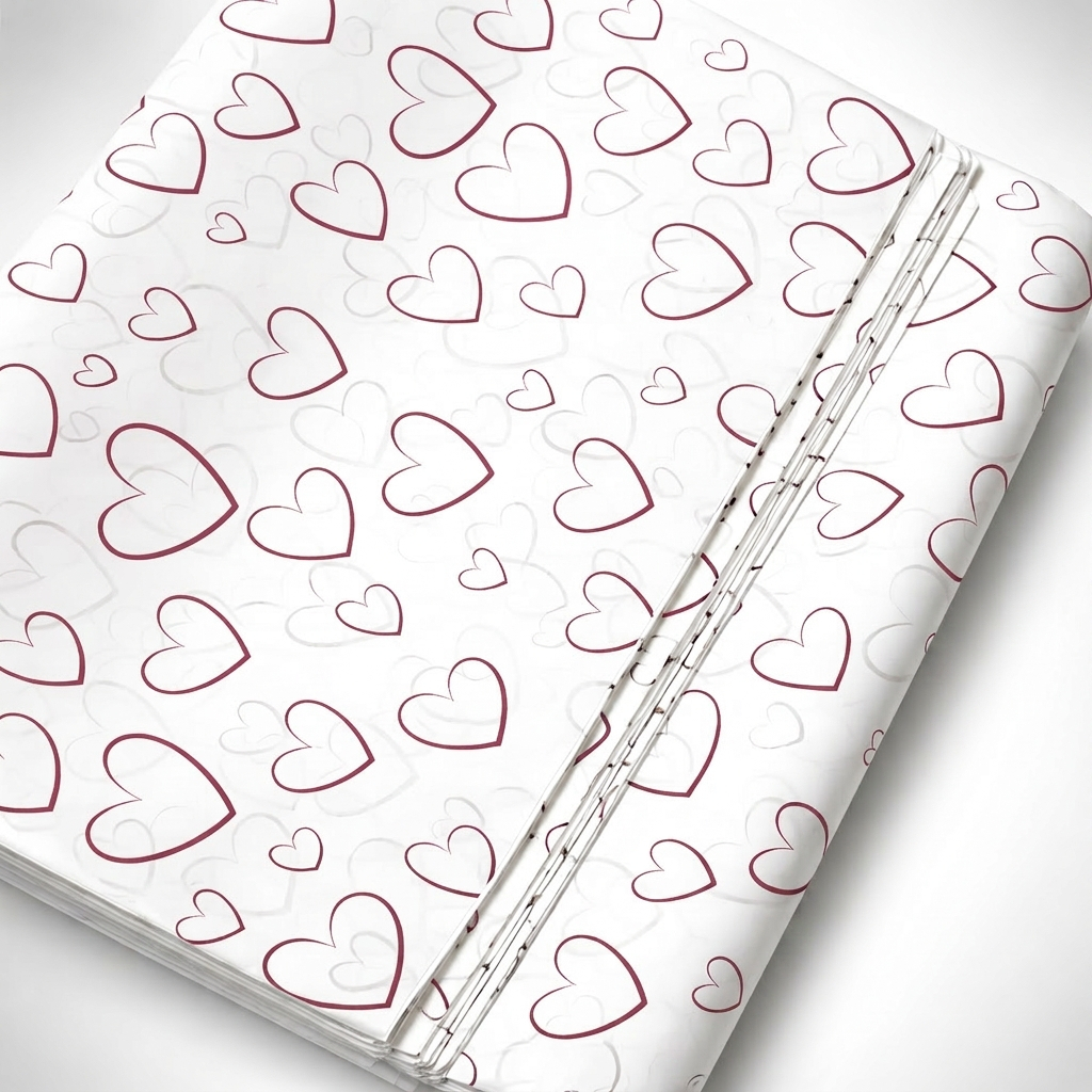 100 Folhas Papel De Seda Premium 30x70cm Coração