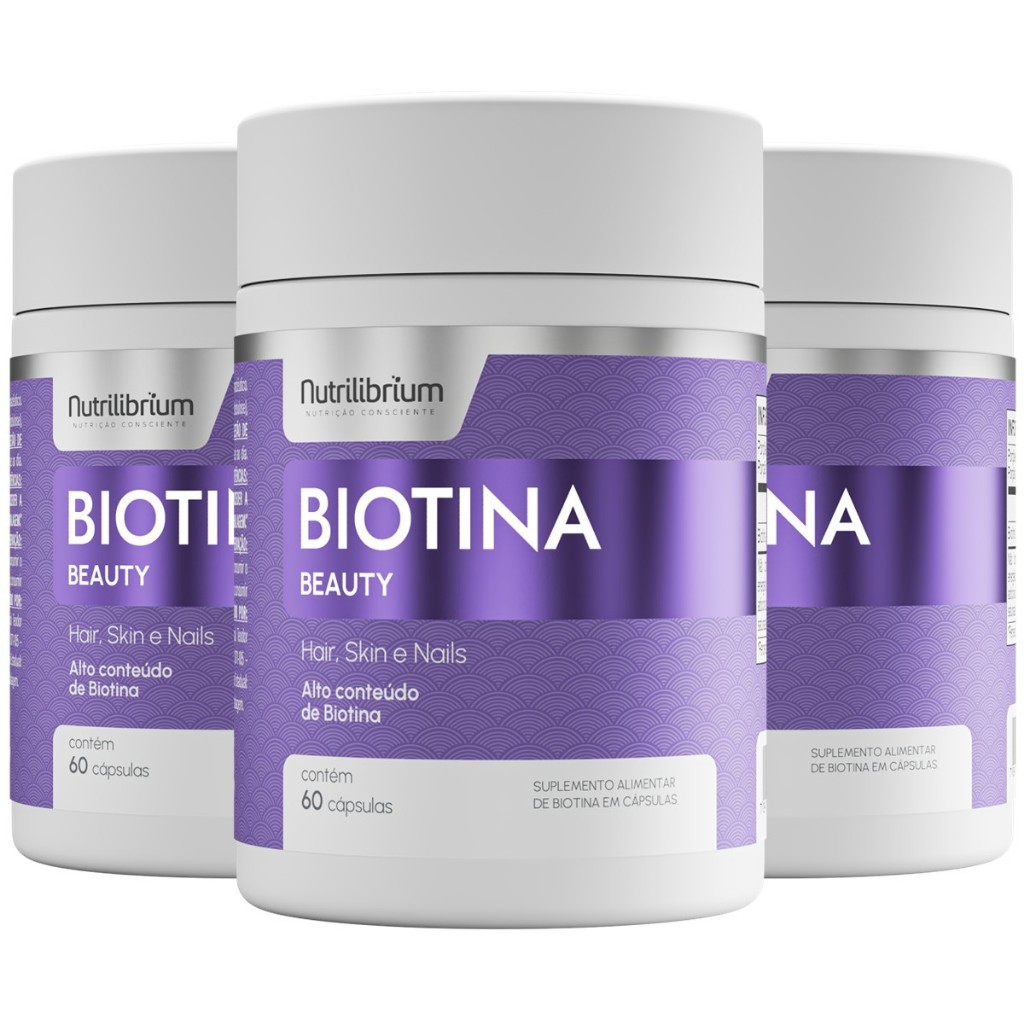 Kit 3x Biotina Beauty Premium Cabelos Pele Unhas &