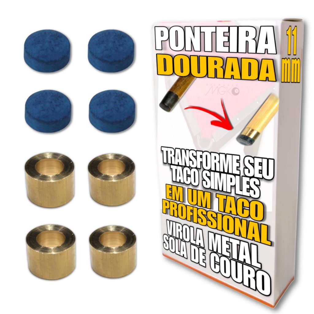 4 Virolas De Metal Com Sola Para Taco De Sinuca Bi