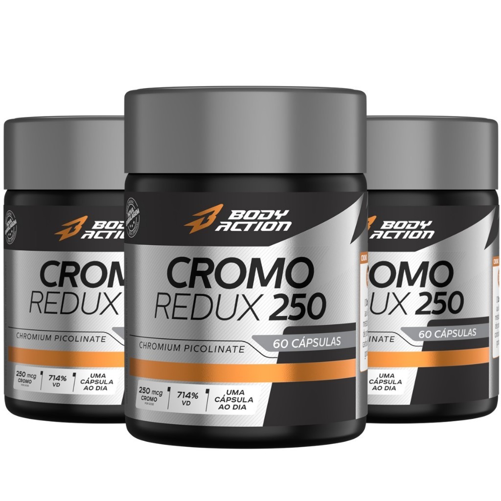 Kit 3x Cromo Redux 250mcg 714% Vd Total 180 Caps B