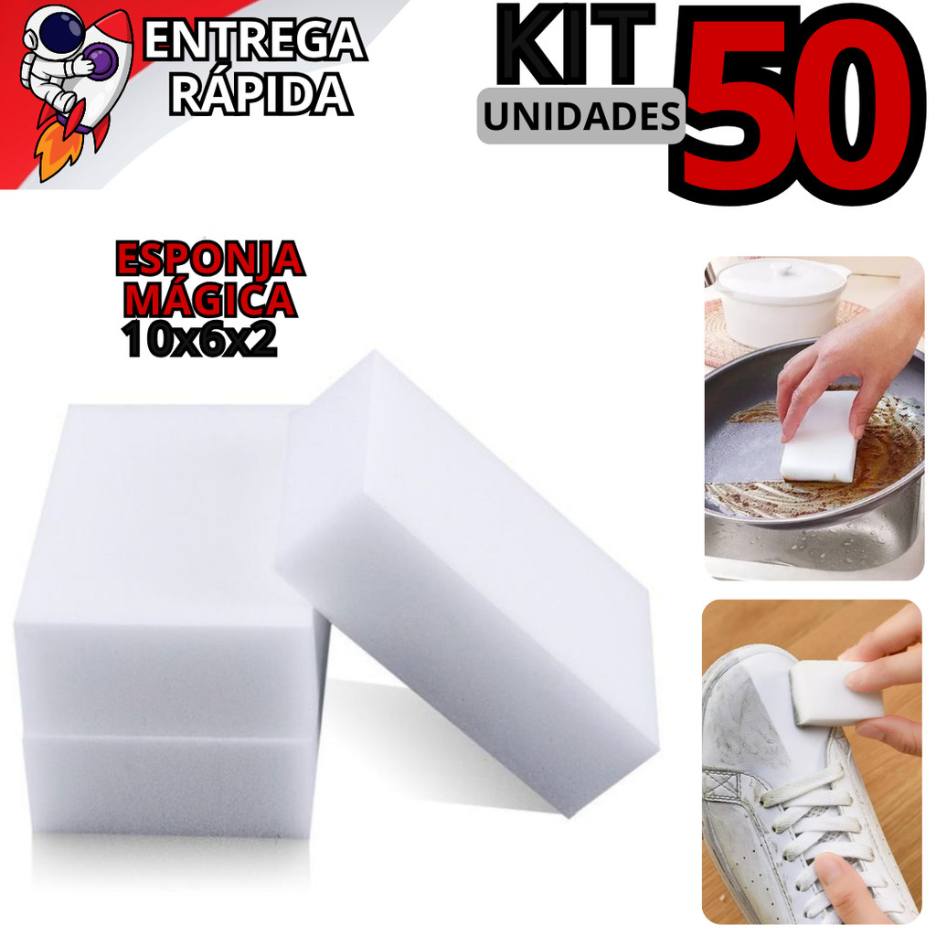 Kit 50 Esponjas Mágicas Multiuso Remove Manchas R