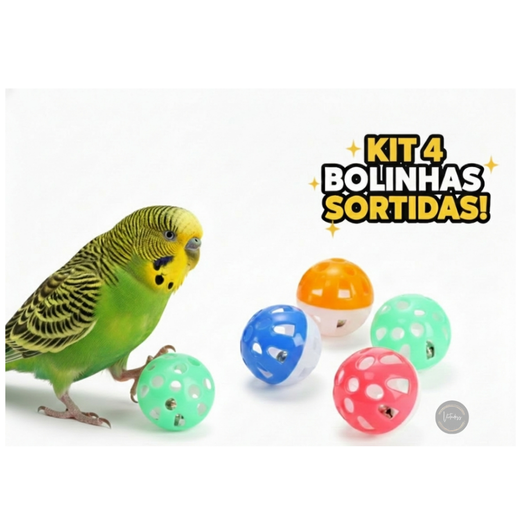 Brinquedo Kit 4 Bolinhas passaros calopsita periqu
