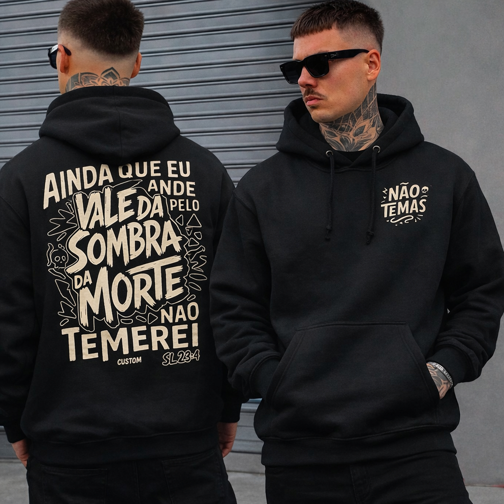 Moletom Religioso Ainda Que Eu Ande Pelo Vale Mole