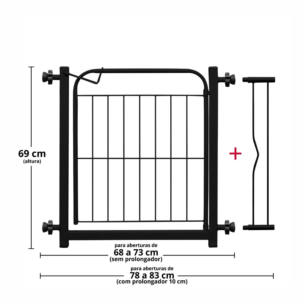 Grade Portão Proteção Pet Cachorro 69 A 84 Cm C