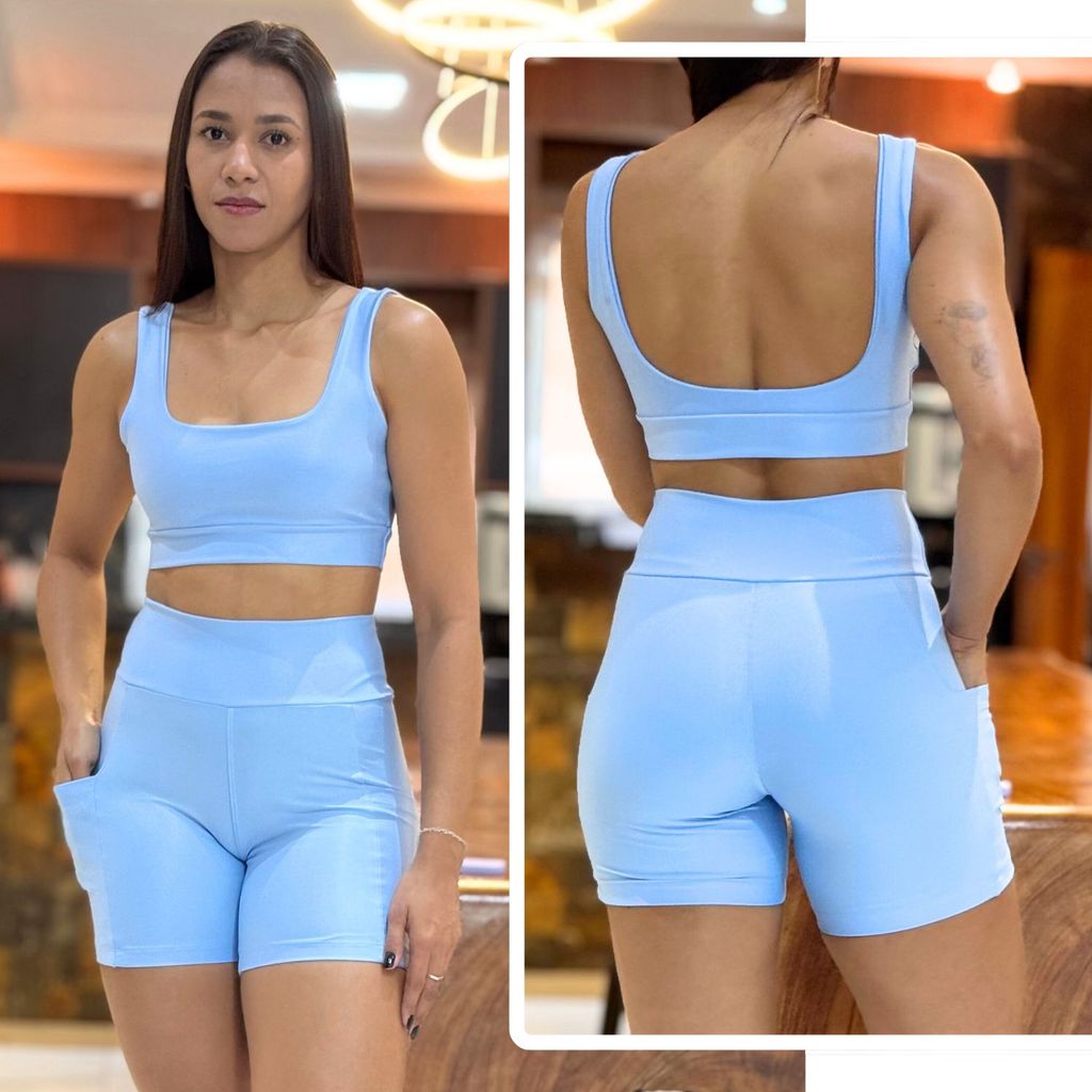 Conjunto de Academia Feminino Short com Bolso Zero