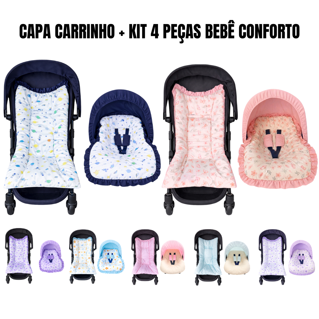Kit Capa Carrinho + Bebê Conforto | Capota Solar 