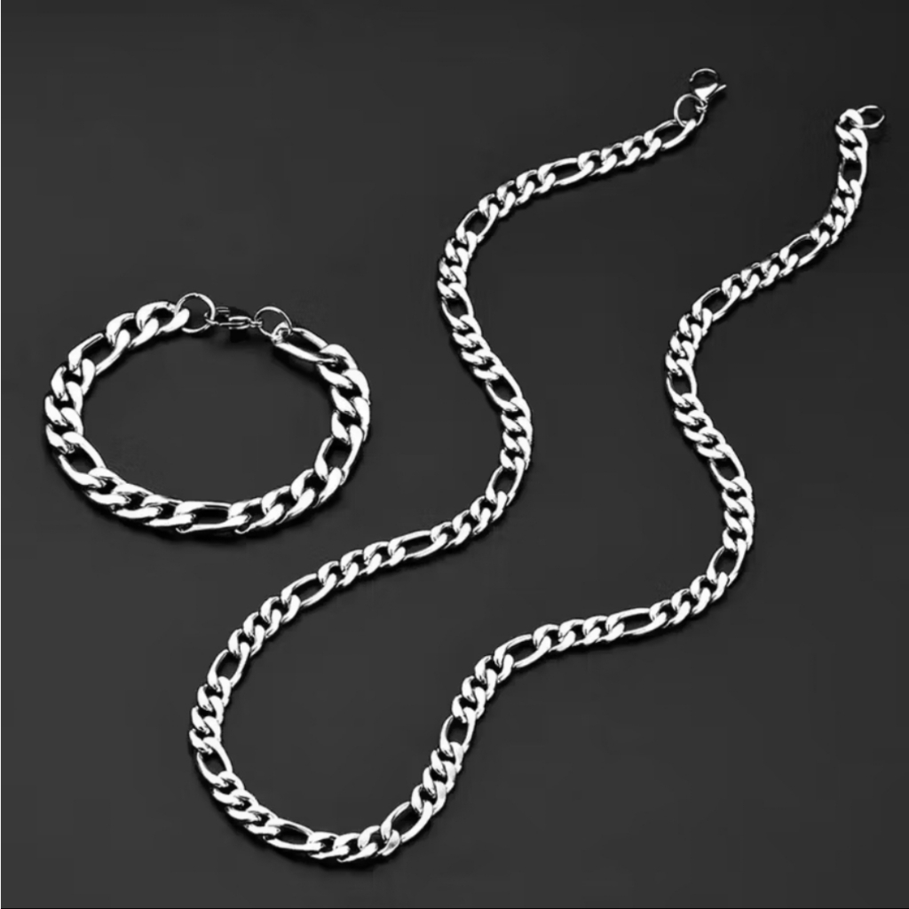 Kit Conjunto Corrente + Pulseira cordão Masculino